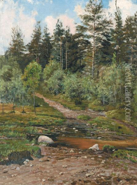 Woodlands With Stream Oil Painting - Ivan Ivanovich Endogouroff