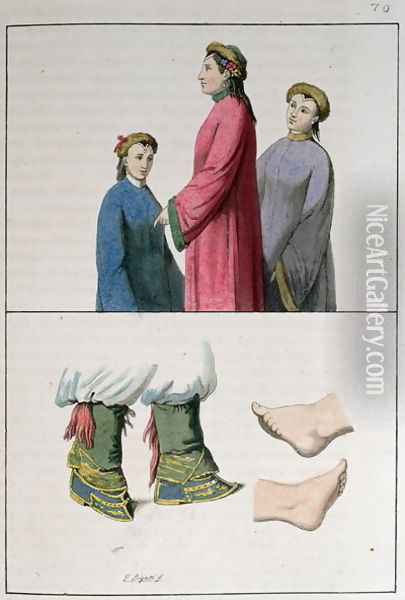 The feet of Chinese women, illustration from 'Le Costume Ancien et Moderne' 1819 Oil Painting - Giovanni Bigatti