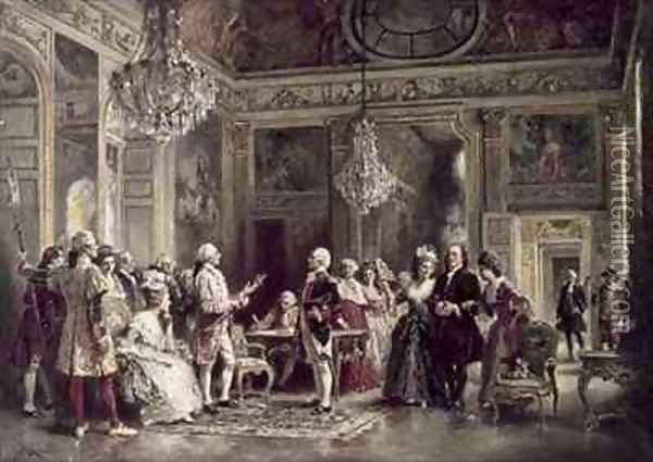 John Paul Jones and Benjamin Franklin at the Court of Louis XVI Oil Painting - Jean-Leon Gerome Ferris
