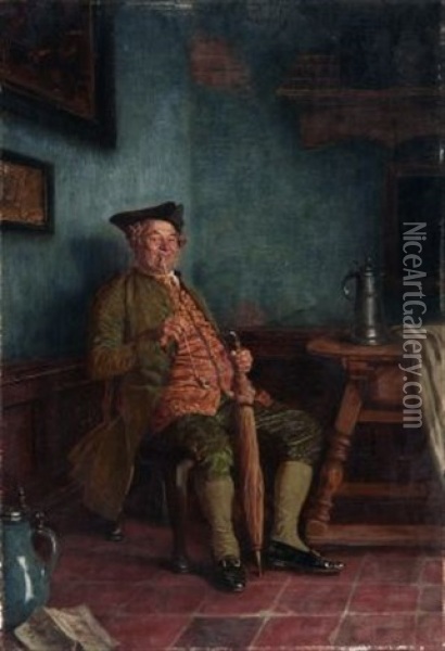 Ein Pfeifchen In Ehren Oil Painting - Wilhelm Loewith