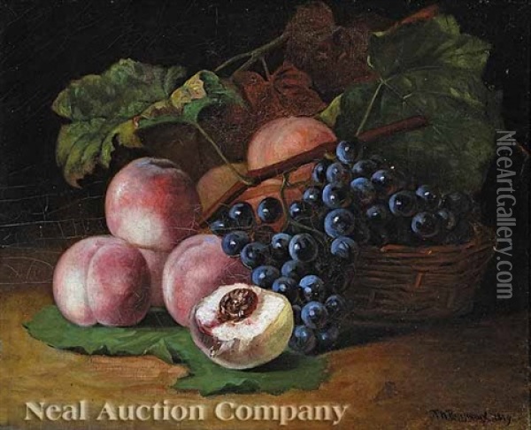 Still Life With Peaches And Grapes Oil Painting - Philippe Rousseau