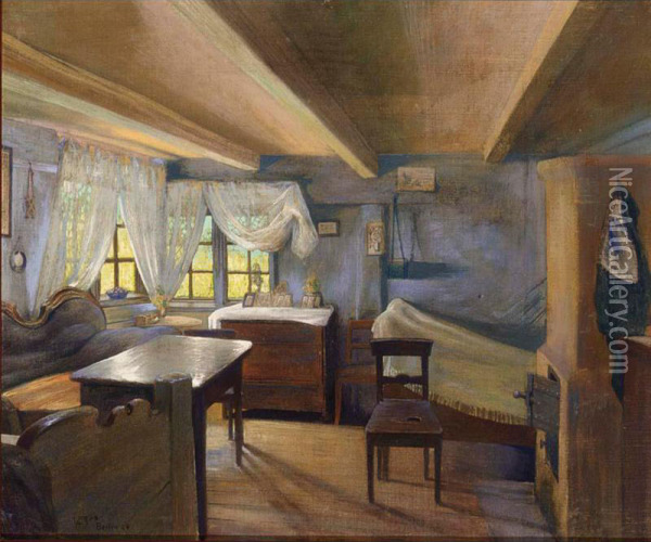 Interior Scene Oil Painting - Alfred Loges