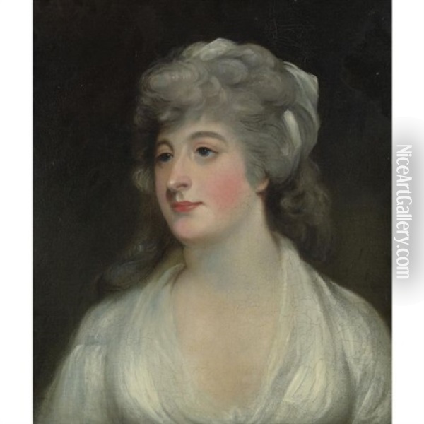 Portrait Of A Woman, Said To Be Lady Almeria Carpenter Oil Painting - Sir John Hoppner