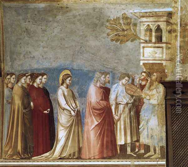 No. 12 Scenes from the Life of the Virgin- 6. Wedding Procession 1304-06 Oil Painting - Giotto Di Bondone