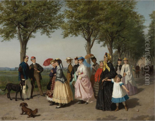 The Ladies' Promenade Oil Painting - Fritz Paulsen