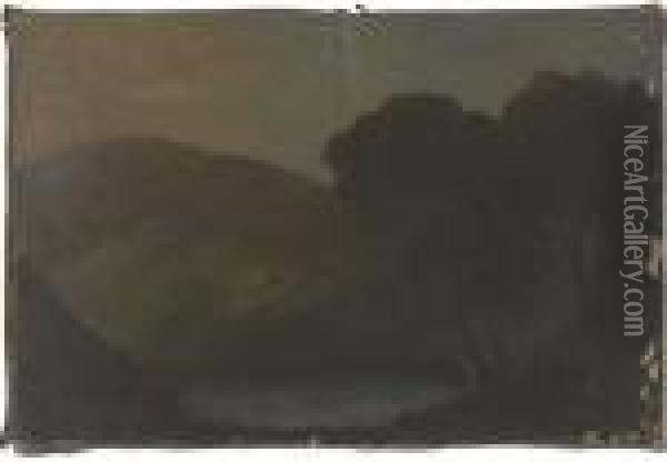 A Lake Landscape Oil Painting - John Sell Cotman