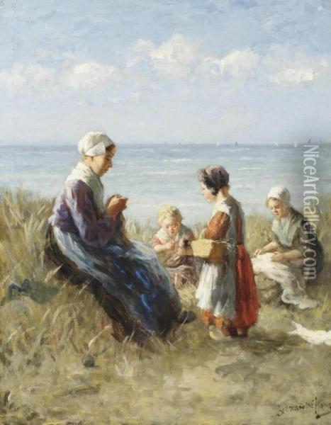 Daily Chores In The Dunes Oil Painting - Bernard Johann De Hoog