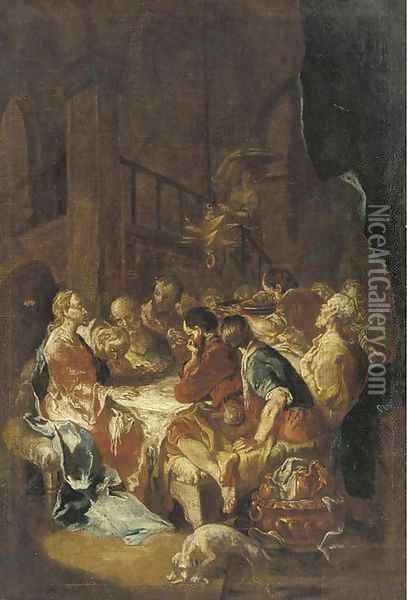 The Last Supper Oil Painting - Martin Johann Schmidt
