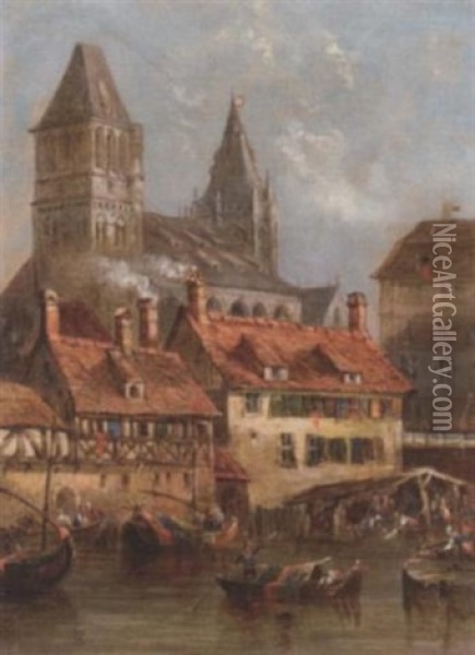 St. Omer, Strasbourg Oil Painting - William Callcott Knell
