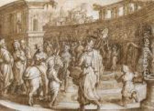 The Return Of Cincinnatus To Rome Oil Painting - Jan van der Straet