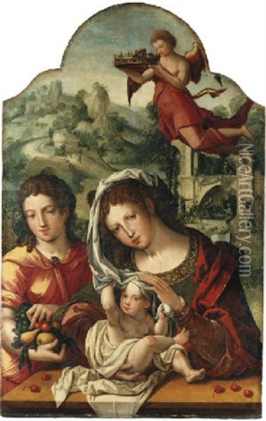 The Virgin And Child With Saint John Oil Painting - Pieter Coecke van Aelst the Elder