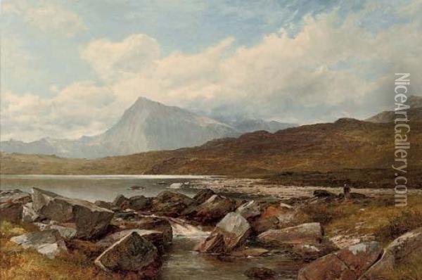 Welsh Landscape Near Snowdonia Oil Painting - David Bates
