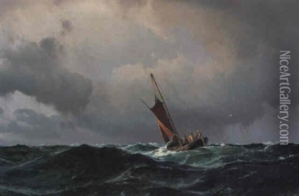Fiskerbad Pa Havet Oil Painting - Carl Johann Neumann