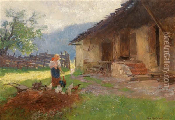 Idyllic Rural Scene Oil Painting - Hugo Charlemont