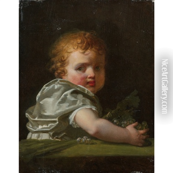 Enfant Tenant Une Grappe De Raisin Oil Painting - Jeanne-Philiberte Ledoux