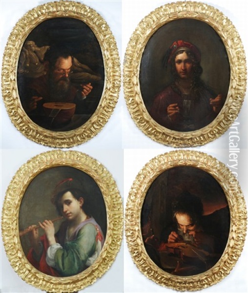 Allegorie Dei Quattro Sensi Con Strumenti Musicali (set Of 4) Oil Painting - Pietro Paolini