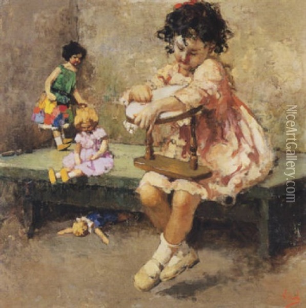 Le Quattro Bambole Oil Painting - Vincenzo Irolli