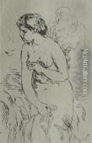 ''baigneuse Debout Oil Painting - Pierre Auguste Renoir