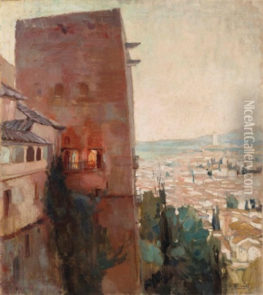 Vista Del Albaicin Desde La Alhambra Oil Painting - Gonzalo Bilbao Martinez
