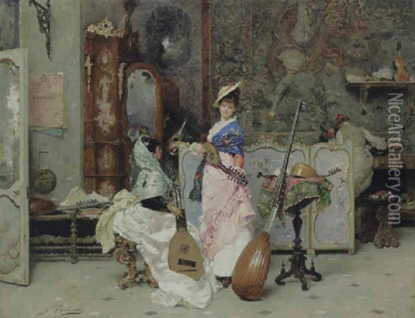 The Mandolin Shop Oil Painting - Vincente Capobianchi
