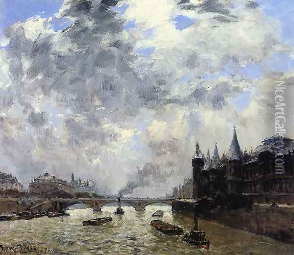 The Seine At Paris Oil Painting - Frank Myers Boggs