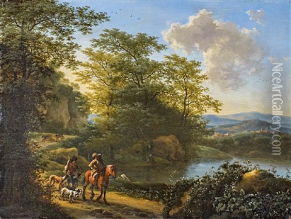 Flusslandschaft Mit Reisenden Oil Painting - Willem de Heusch