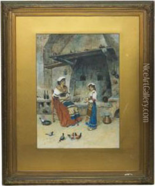 Domestic Interior Oil Painting - Publio Tommasi