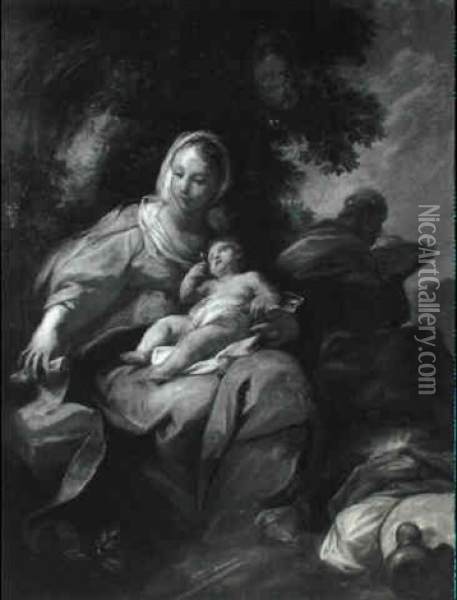 The Rest On The Flight Into Egypt Oil Painting - Carlo Innocenzo Carlone