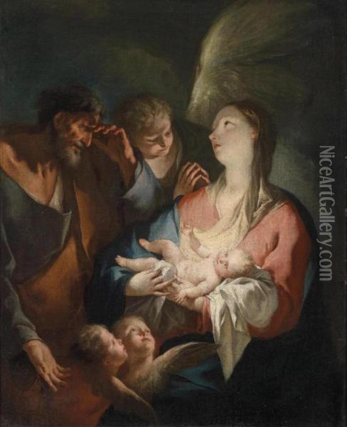 The Holy Family Oil Painting - Johann Ignatz Zimbal