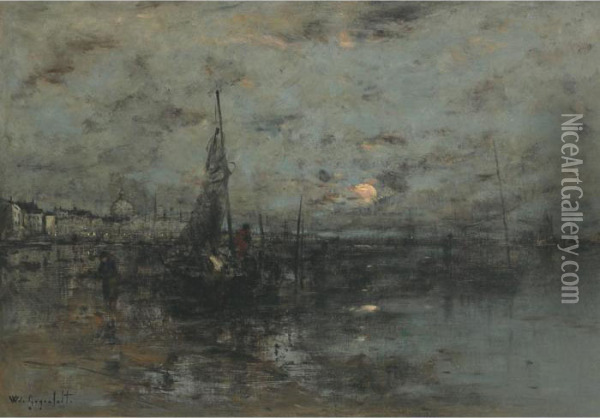 Fishermen At Night, Venice Oil Painting - Wilhelm von Gegerfelt
