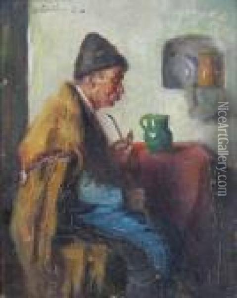 Peasant With Pipe Oil Painting - Andor G. Horvath