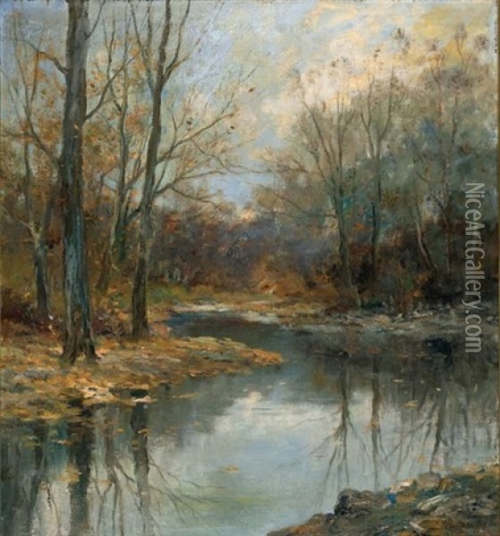 Autumn Scene With Creek In Woods Oil Painting - Charles Paul Gruppe