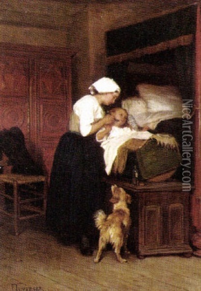 The Sick Child Oil Painting - Theophile Emmanuel Duverger