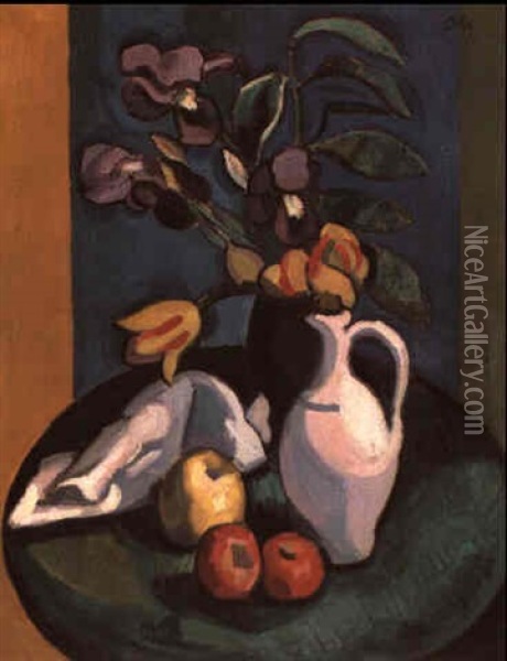 Lirios Y Tulipanes Oil Painting - Manuel Ortiz De Zarate