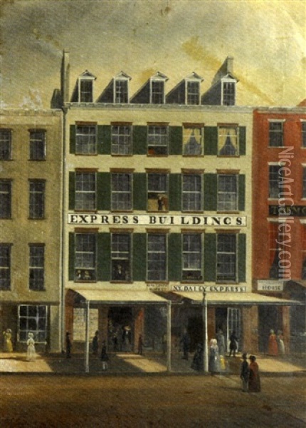 The New York Daily Express Building Oil Painting - Edmund C. Coates