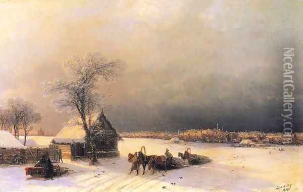 Moscow in Winter from the Sparrow Hills Oil Painting - Ivan Konstantinovich Aivazovsky