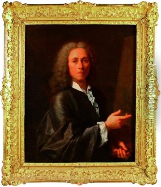 Portrait De Peintre Oil Painting - Robert Levrac-Tournieres