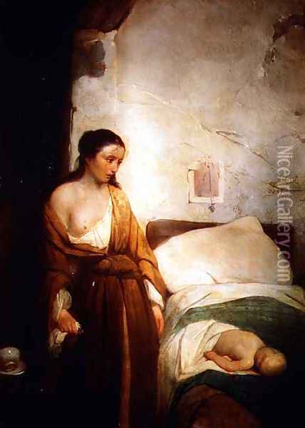 Poor Mother Oil Painting - Girolamo Induno