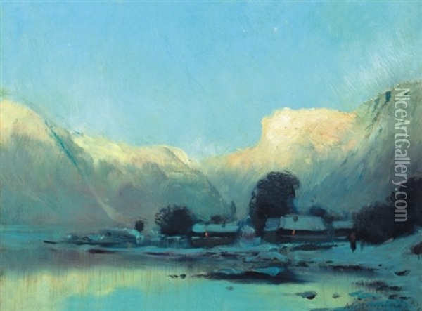 Hegyek Kozott - In The Mountains Oil Painting - Laszlo Mednyanszky