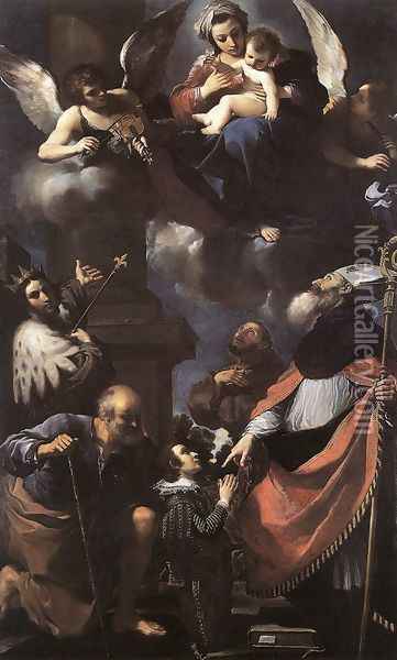 A Donor Presented To The Virgin 1616 Oil Painting - Giovanni Francesco Barbieri