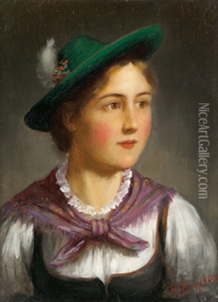 Portrait Eines Dirndls Oil Painting - Alois Binder