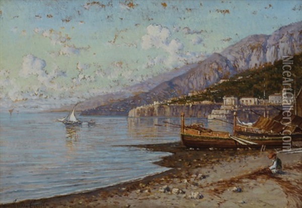Costiera Amalfitana Oil Painting - Giuseppe Carelli