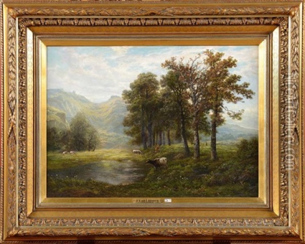 Vacher Et Son Troupeau En Montagne Oil Painting - Gerard Joseph Adrian van Luppen