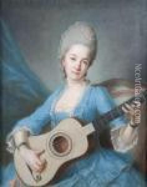Jeune Femme A La Guitare Oil Painting - Johann Heinrich The Elder Tischbein