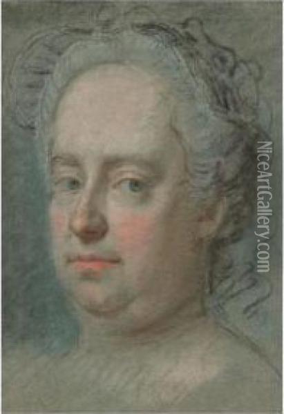 Portrait Of Empress Marie Theresa. Oil Painting - Maurice Quentin de La Tour