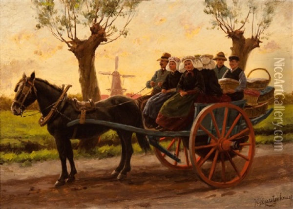 A Ride In The Gig Oil Painting - Johan Georg Gerstenhauer Zimmermann