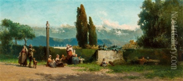 Italian Company In The Mountain Sun Oil Painting - Karel Frans Philippeau