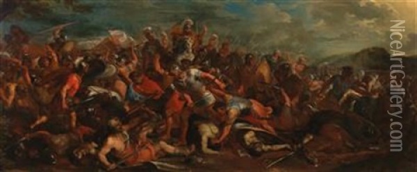 The Battle Of Joshua Oil Painting - Abraham Brueghel