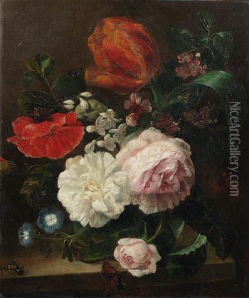 A Flower Still Life Oil Painting - Christina Petronella Schotel