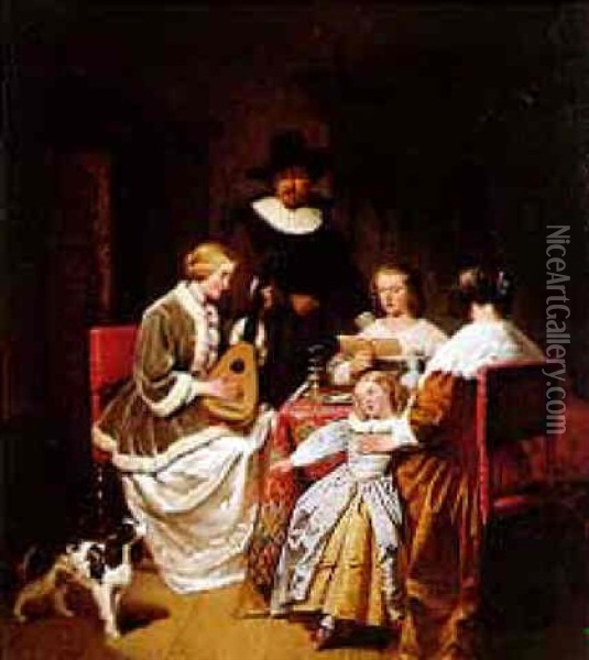 A Recital Oil Painting - Willem Pieter Hoevenaar